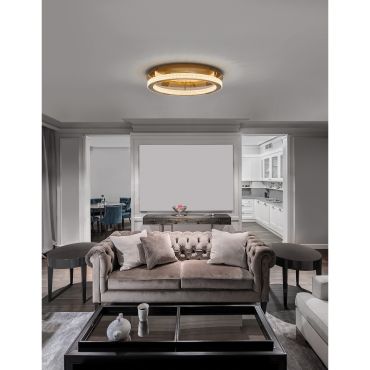 Nova Luce Fiore - plafondverlichting - Ø 60 x 12 cm - 60W dimbare LED incl. - antiek goud messing