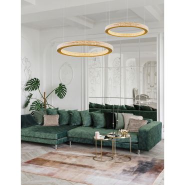 Nova Luce Fiore - hanglamp - Ø 60 x 120 cm - 60W dimbare LED incl. - antiek goud messing