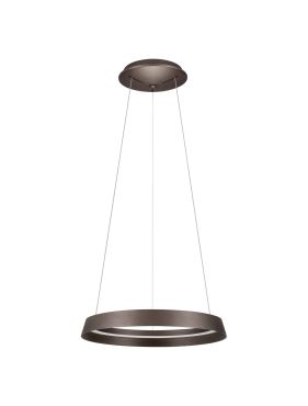 Nova Luce Ormi - hanglamp - Ø 45 x 150 cm - 38W dimbare LED incl. - geborsteld koffiebruin