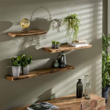 Vico Natural Edge - wandschap - 120 x 20 x 4 cm - acaciahout