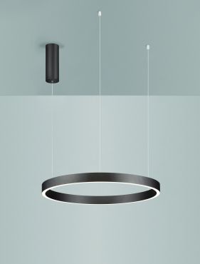 Nova Luce Elowen - hanglamp - Ø 60 x 150 cm - 60W dimbare LED incl. - geborsteld koffiebruin