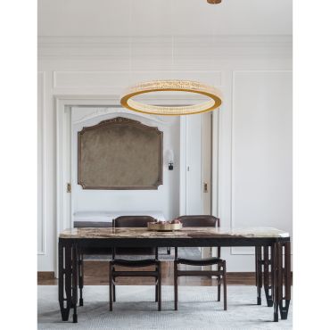 Nova Luce Fiore - hanglamp - Ø 40 x 120 cm - 40W dimbare LED incl. - antiek goud messing