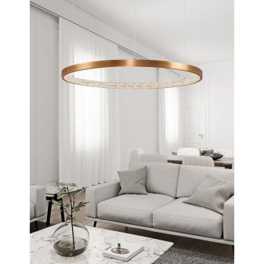 Nova Luce Preston - hanglamp - Ø 110 x 120 cm - 60W dimbare LED incl. - antiek goud messing