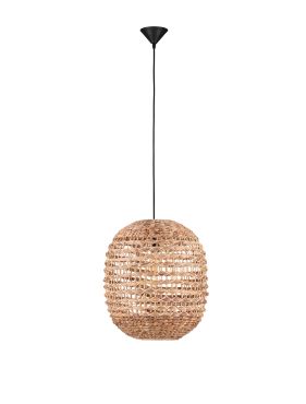 Nova Luce Bola - hanglamp - Ø 42 x 200 cm - natuurlijk en zwart