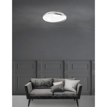 Nova Luce Palermo - plafondverlichting - Ø 38 x 9 cm - chroom en wit