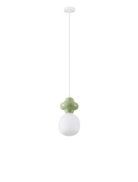 Nova Luce Clio - hanglamp - Ø 18 x 198 cm - groen en opaalglas