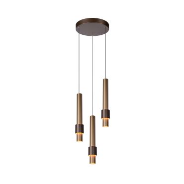 Lucide Margary - hanglamp - Ø 28 x 169 cm - 3 x 4W dimbare LED incl. - koffie