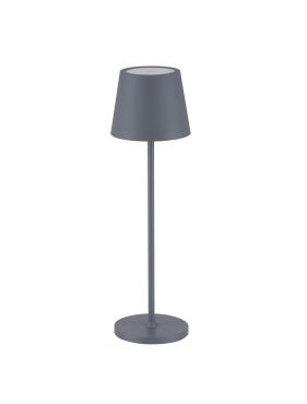 Nova Luce Seina - oplaadbare tafellamp - Ø 11,4 x 39,5 cm - 2W dimbare LED incl. - IP54 - basaltgrijs