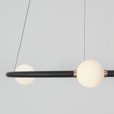 Nova Luce Celia - hanglamp met afstandsbediening - Ø 64 x 120 cm - 36W dimbare LED incl. - zwart en opaal