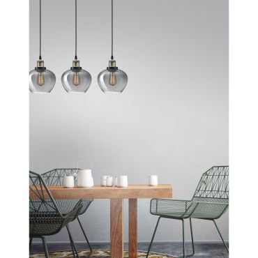 Nova Luce Cedro - hanglamp 3L - 80 x 130 cm - gerookt glas
