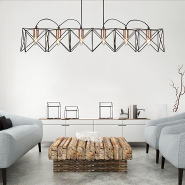 Searchlight Anthea - hanglamp - 110 x 19 x 145 cm - zwart en koper