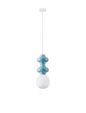 Nova Luce Clio - hanglamp - Ø 18 x 215 cm - blauw, wit en opaalglas