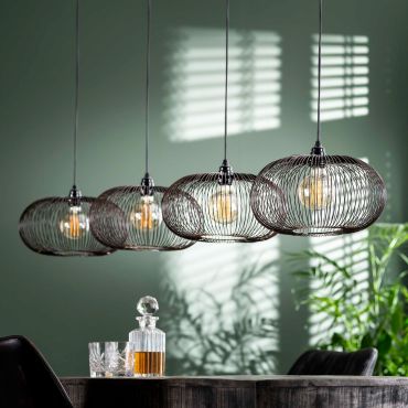 Vico Disk Wire - hanglamp - 170 x 35 x 150 cm - zwart nikkel