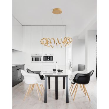 Nova Luce Zinia - hanglamp - Ø 60 x 150 cm - 45W LED incl. - zand goud