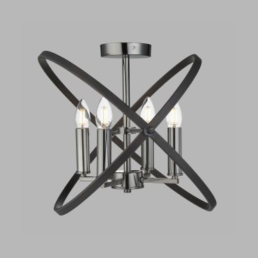 Searchlight Hoopla - plafondverlichting - Ø 45 x 33 cm - tin en bruin