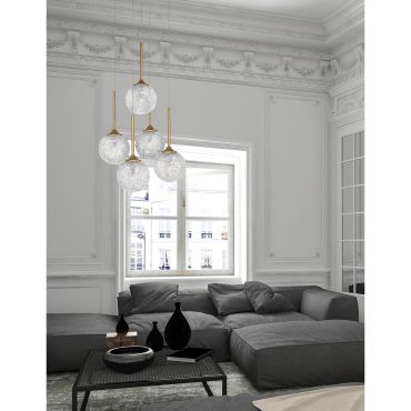 Nova Luce Mirano - hanglamp - Ø 42 x 180 cm - messing goud en transparant