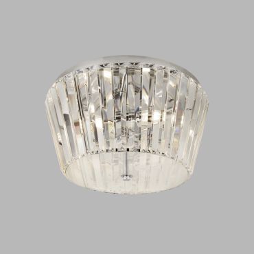 Searchlight Tiara - plafondverlichting - Ø 40 x 23 cm - chroom en transparant