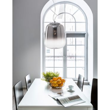 Nova Luce Oliverio - hanglamp - Ø 45 x 120 cm - gerookt glas en chroom