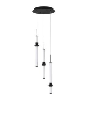 Nova Luce Stalactite - hanglamp - Ø 35 x 170 cm - 18W dimbare LED incl. - zandzwart