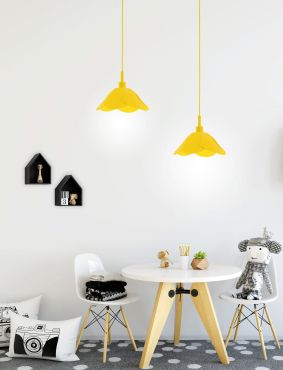 Nova Luce Udine - hanglamp - Ø 25 x 100 cm - geel
