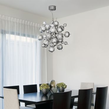 Searchlight Molecule - hanglamp - Ø 53 x 130 cm - chroom