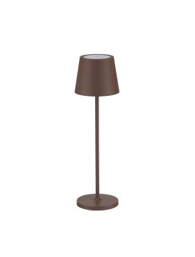 Nova Luce Seina - oplaadbare tafellamp - Ø 11,4 x 39,5 cm - 2W dimbare LED incl. - IP54 - corten