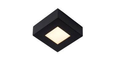 Lucide Brice-Led - plafondverlichting - 10,8 x 10,8 x 3,9 cm - 8W dimbare LED incl. - IP44 - zwart