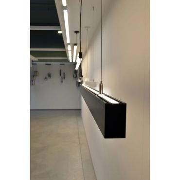 Lichtkoning Slim Line Up - hanglamp - 5,5 x 3,3 cm profiel - 19,2W + 14,4W LED per meter - zwart