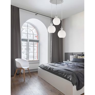 Nova Luce Odell - hanglamp - Ø 37 x 120 cm - opaal en chroom