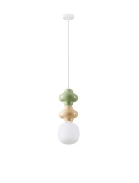 Nova Luce Clio - hanglamp - Ø 18 x 215 cm - groen, geel, wit en opaalglas