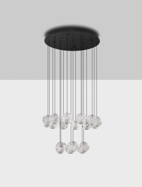 Nova Luce Ifos - hanglamp - Ø 60 x 210 cm - 87W dimbare LED incl. - zandzwart en chroomkleurig metaal