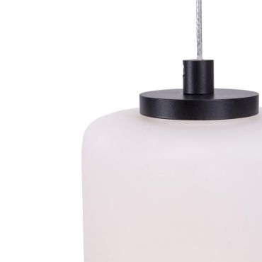 Maxlight Akiko - hanglamp - Ø 20 x 180 cm - 23W LED incl. - zwart en opaal