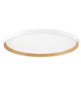 Nova Luce Vomos - plafondlamp - Ø 60 x 7 cm - 55W dimbare LED incl. - zandwit en hout