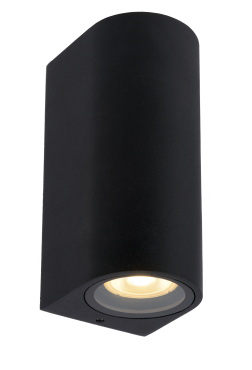 Lucide Zaro Round - buiten wandlamp - 7,8 x 6,8 x 16 cm - IP44 - zwart