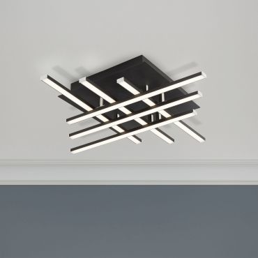 Searchlight Matrix - plafondverlichting - 45,5 x 45,5 x 8,5 cm - 24W dimbare LED incl. - mat zwart