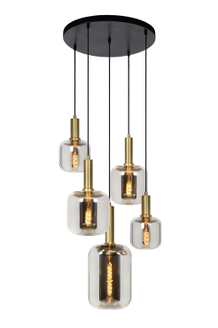 Lucide Joanet - hanglamp 5L - Ø 50 x 218 cm - fumé