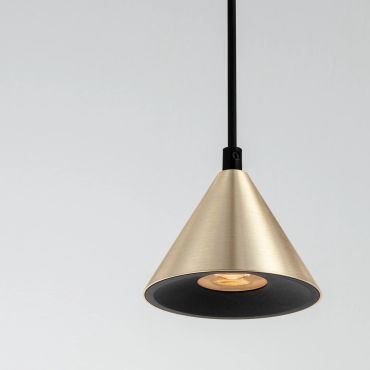 Nova Luce Conico - hanglamp - Ø 11,6 x 200 cm - goud en zwart