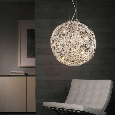 Artdelight Draga - hanglamp - Ø 35 cm - 7 x 14W halogeen incl. - mat staal