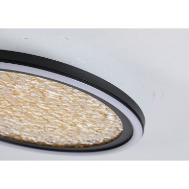 Searchlight Luna - plafondlamp - Ø 30 x 6 cm - 20W dimbare LED incl. - goud en zwart