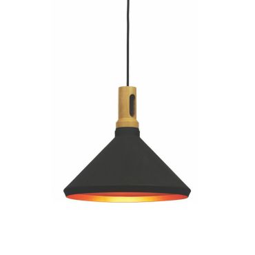 Artdelight Cornet - hanglamp - Ø 41 x 170 cm - zwart en goud