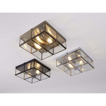 Searchlight Flush - plafondverlichting - 25 x 25 x 10 cm - mat zwart