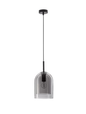 Nova Luce Velor - hanglamp - Ø 18 x 240 cm - rookglas en zwart