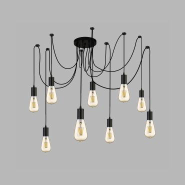 Searchlight Squiggle - hanglamp - Ø 20 x 202,5 cm - mat zwart