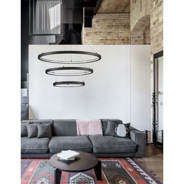 Nova Luce Empatia - hanglamp - Ø 80 x 150 cm - 108W dimbare LED incl. - zand zwart