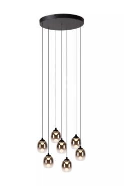 Lucide Tamino - hanglamp - Ø 52 x 186 cm - 7 x 7W dimbare LED incl. - zwart