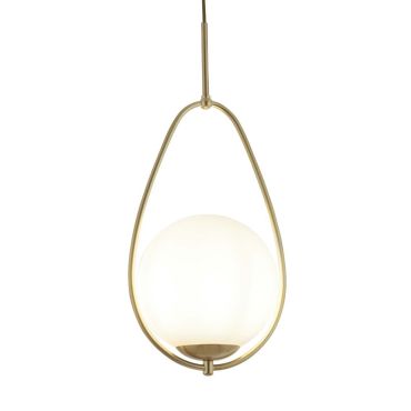 Searchlight Avalon - hanglamp - Ø 23 x 150 cm - wit en goud