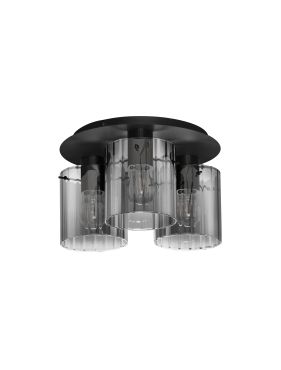 Nova Luce Mirbi - plafondlamp - Ø 37 x 20 cm - zandzwart en rokerig glas
