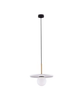 Nova Luce Idor - hanglamp - Ø 30 x 185 cm - wit marmer en opaalglas