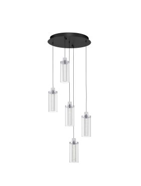 Nova Luce Lune - hanglamp - Ø 38 x 190 cm - 38W dimbare LED incl. - zandzwart en chroom