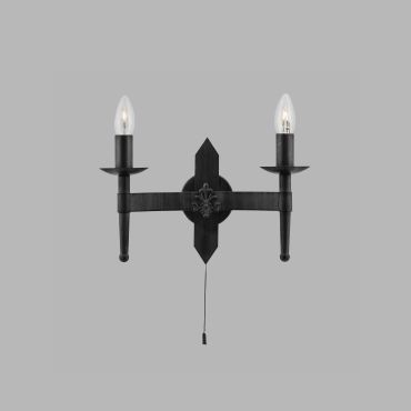 Searchlight Cartwheel - wandverlichting met trekschakelaar - 34 x 21,5 cm - zwart